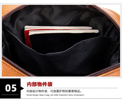 Men's shoulder bag Genuine cowhide leather business commuter lychee pattern crossbody bag for men 