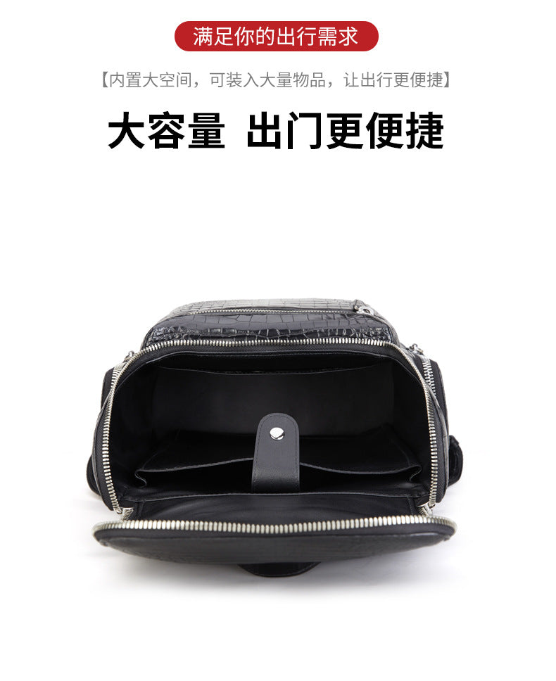 Crocodile Belly Skin Men's Backpack Large Capacity Business Commuting Casual Business Travel Bag 