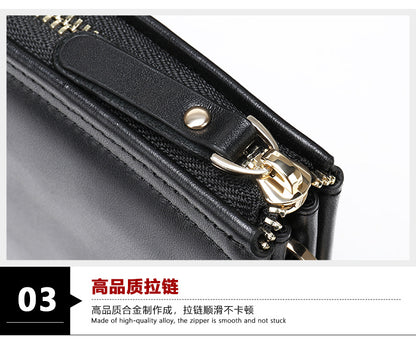 Men's Long Wallet Sheepskin Large Capacity Clutch Bag Business Wrist Bag Men's Wallet 