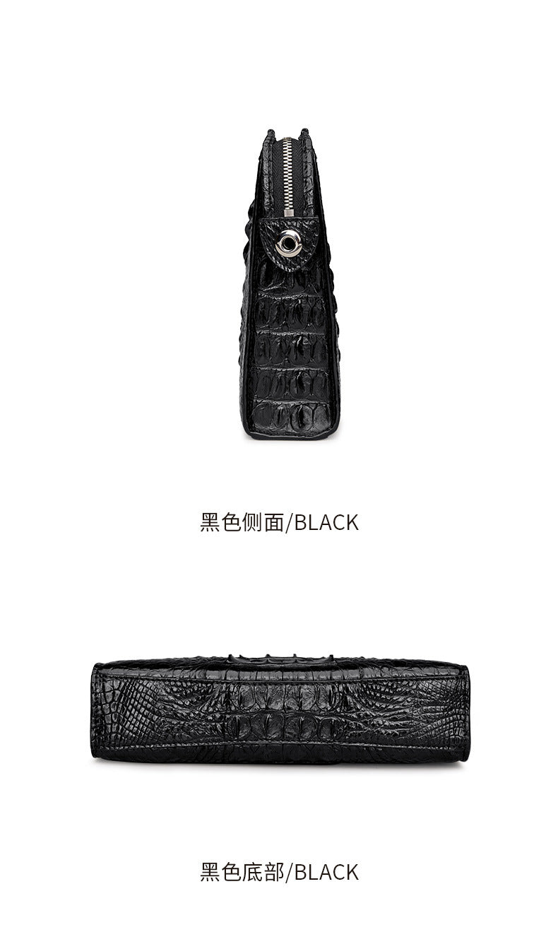 Siamese crocodile skin men's handbag genuine leather large capacity casual business men's bag 