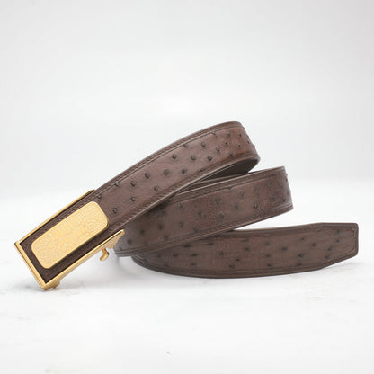 Men's Belt Automatic Buckle Ostrich Skin Genuine Leather Business Casual Men Belt 