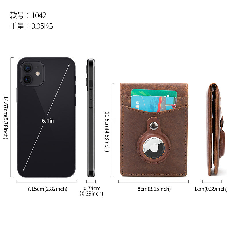 Men's wallet cowhide genuine leather retro business card holder card bag for men 