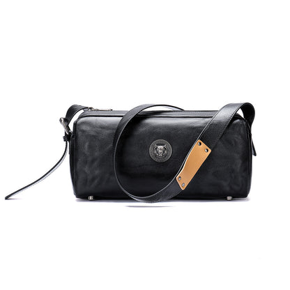 Men's Shoulder Bag Made of Genuine Cowskin Leather with Hand-held Crest High Quality Luxury Fashion Crossbody Bag for Men 