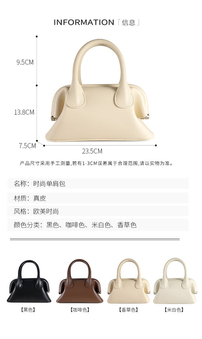 Genuine leather women's bag A stylish clip bag with a shoulder bag that goes with anything