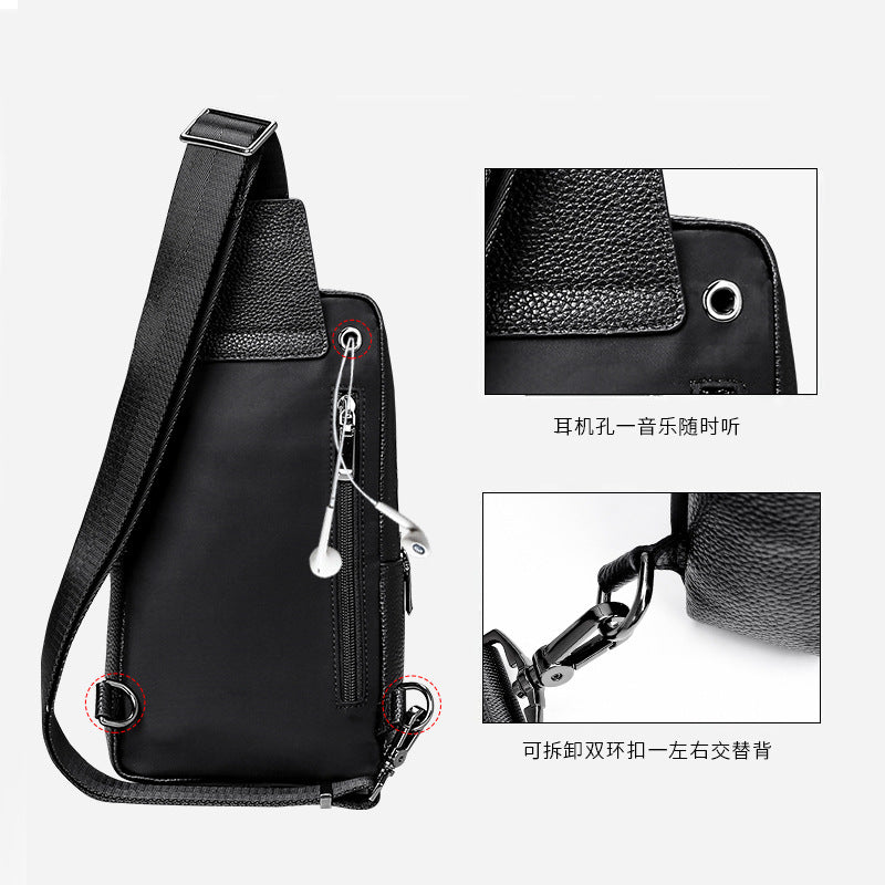 Men's bust bag cowhide Korean casual fashion simple crossbody bag 