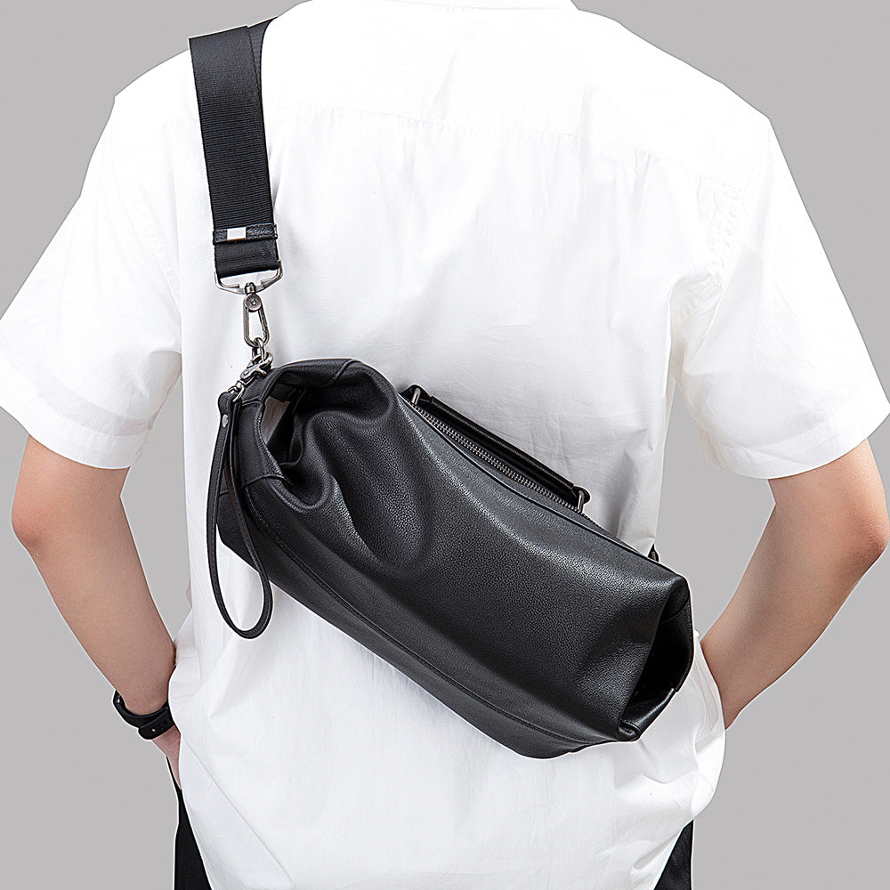 Men's Shoulder Bag Genuine Cowhide Leather Fashion Vintage Crossbody Bag for Men 