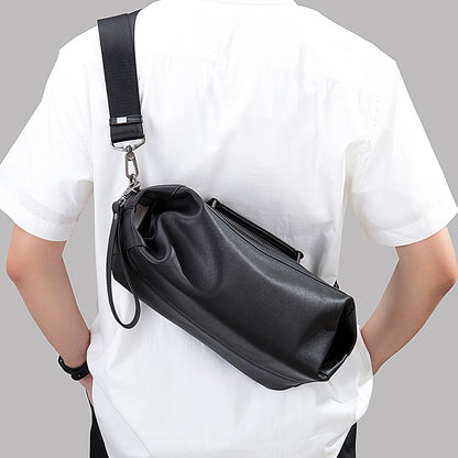 Men's Shoulder Bag Genuine Cowhide Leather Fashion Vintage Crossbody Bag for Men 
