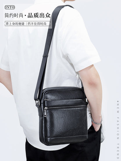Men's shoulder bag, genuine cowhide leather, business commuting style, crossbody bag for men 