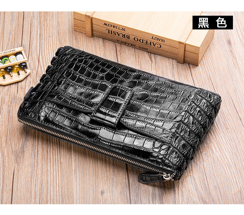 Men's Wallet Cow Leather Crocodile Crest Fashion Clutch Bag Smartphone Coin Card Holder Men's Wallet 