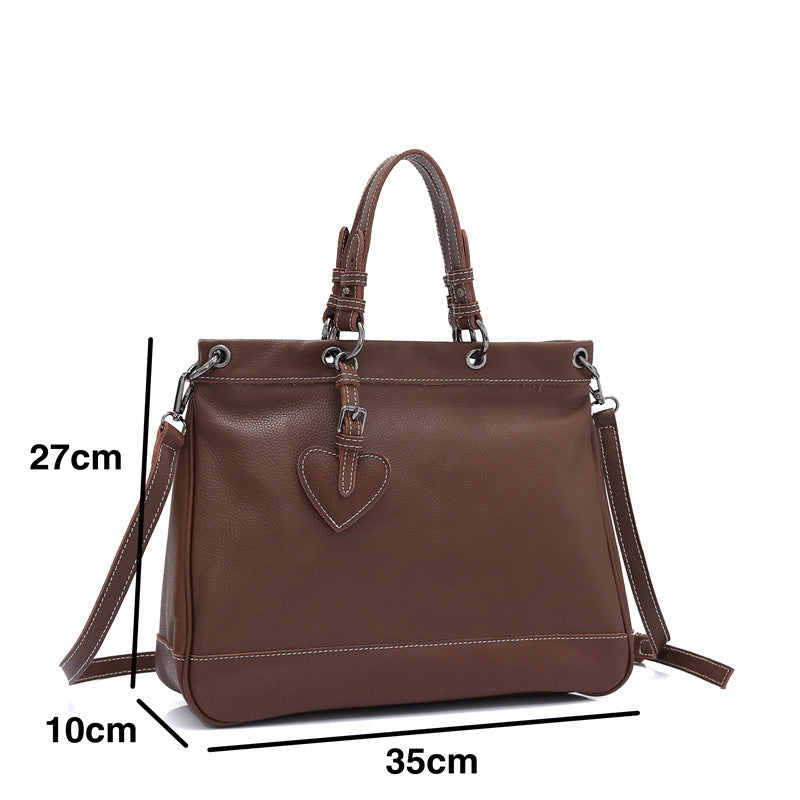 Genuine leather large capacity tote bag women commuting shoulder computer handbag crossbody bag leather tote bag