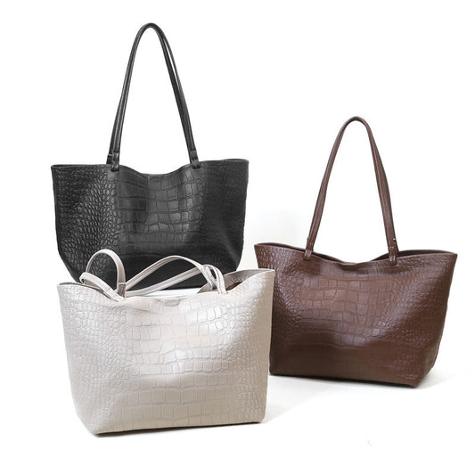 Large Capacity Simple Stone Pattern Bag Women Tote Bag Commuting Casual Shoulder Bag Crossbody Bag