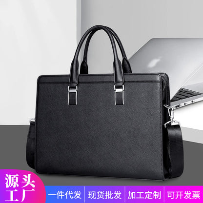 Men's handbag cowhide genuine leather computer bag large capacity business briefcase 