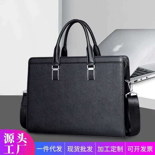 Men's handbag cowhide genuine leather computer bag large capacity business briefcase 