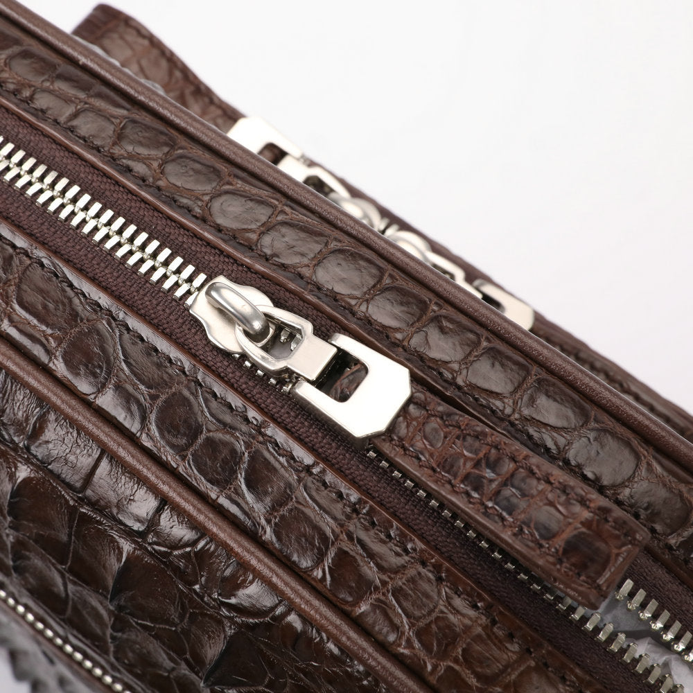 Siamese crocodile skin shoulder bag genuine leather business trip office business crossbody men's bag 