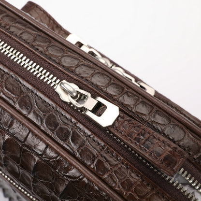Siamese crocodile skin shoulder bag genuine leather business trip office business crossbody men's bag 