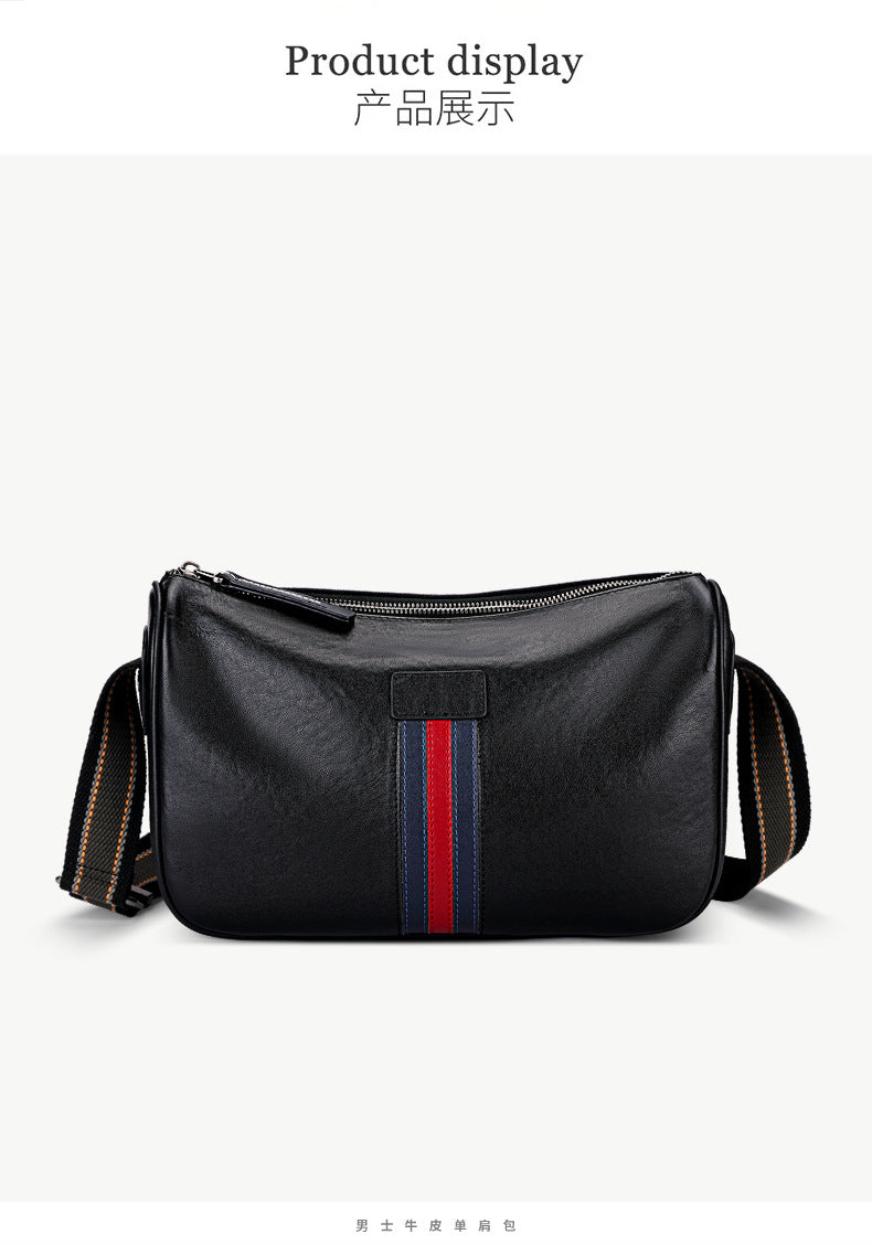 Men's Shoulder Bag Genuine Cowhide Leather Fashion Casual Commuting Crossbody Bag for Men 