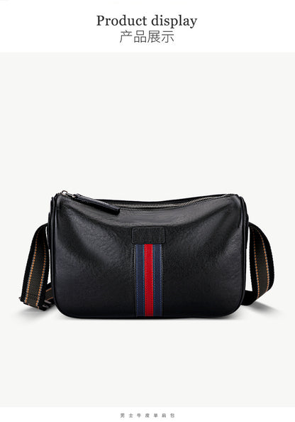 Men's Shoulder Bag Genuine Cowhide Leather Fashion Casual Commuting Crossbody Bag for Men 