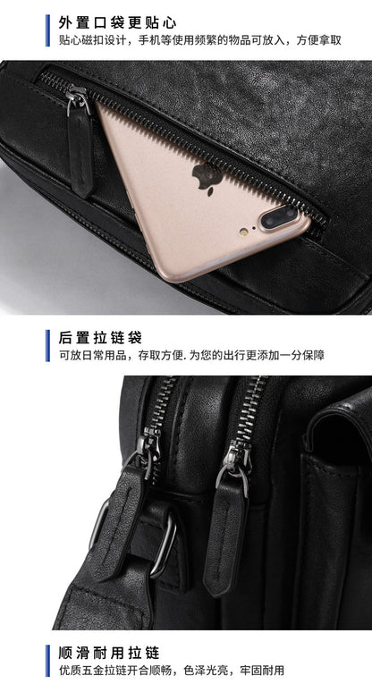 Men's Shoulder Bag Made of Cowhide Genuine Leather High Quality Business Casual Crossbody Bag 