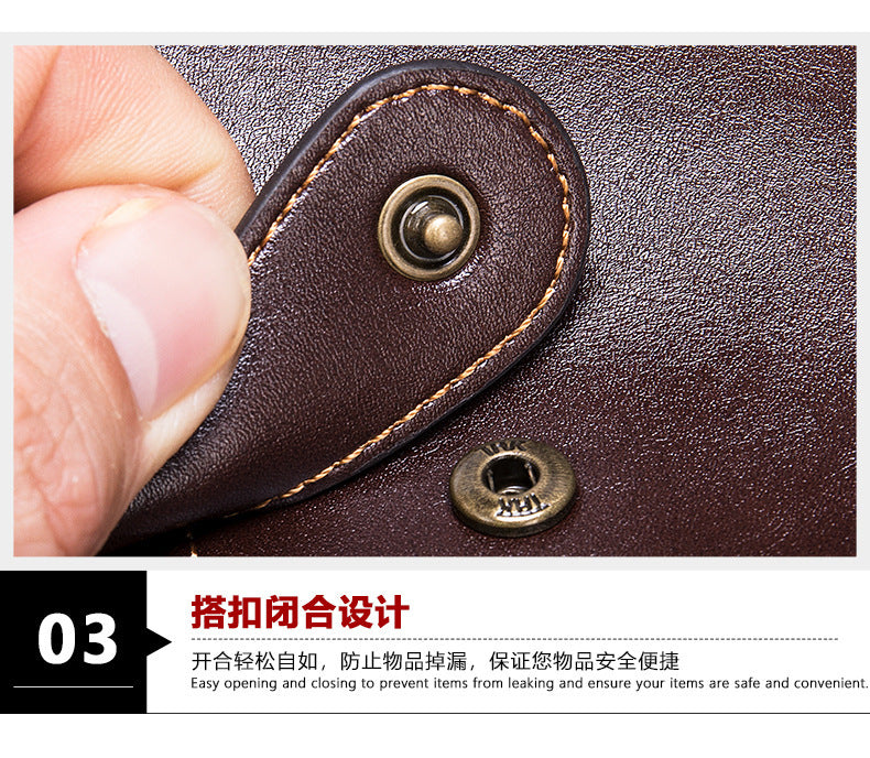 Men's Large Capacity Retro Crazy Horse Clutch Bag Long Wallet Card Holder Multifunctional Men's Handbag 