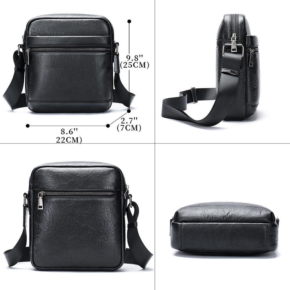 Men's shoulder bag, genuine cowhide leather, business commuting style, crossbody bag for men 