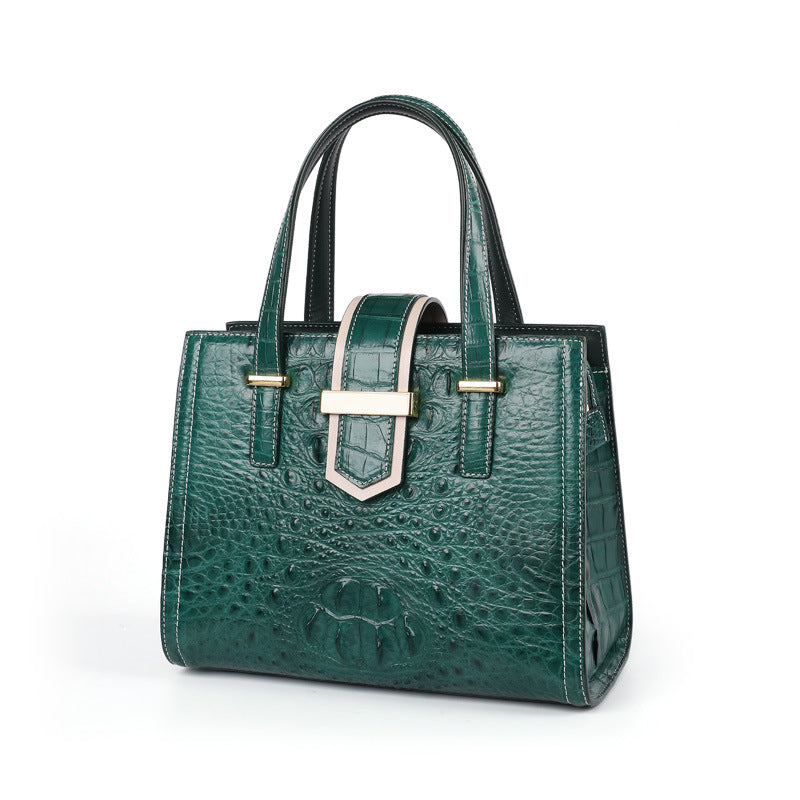 Siamese crocodile skin women bag fashion shoulder bag simple genuine leather shoulder bag