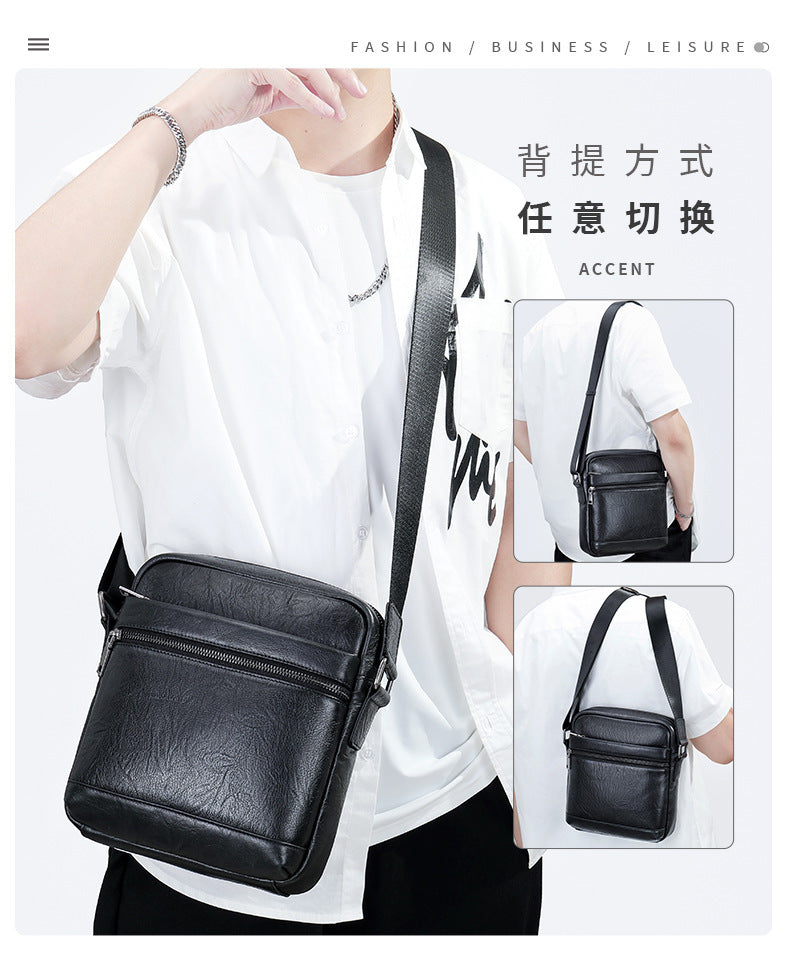 Men's shoulder bag, genuine cowhide leather, business commuting style, crossbody bag for men 