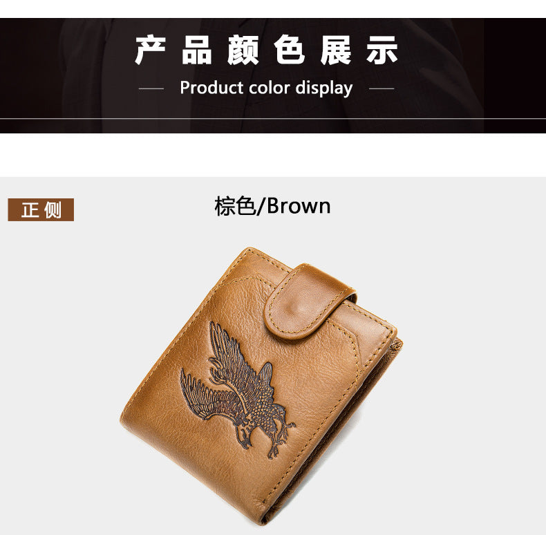 Men's Short Wallet Business Genuine Cowhide Leather Coin Purse Card Bag Men's Wallet 
