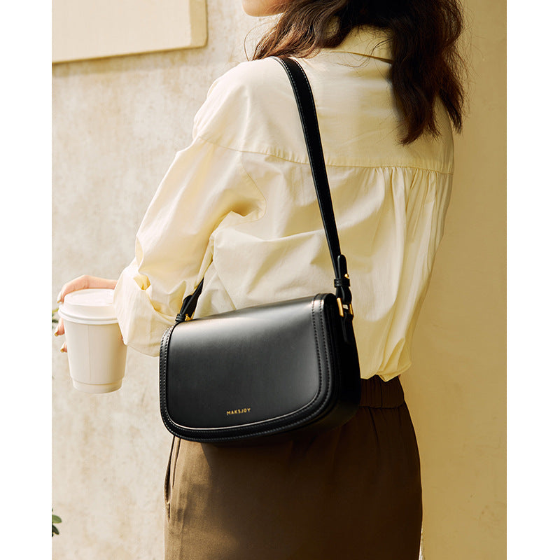 Women's cowhide crossbody bag Simple women's bag Shoulder bag Goes with anything