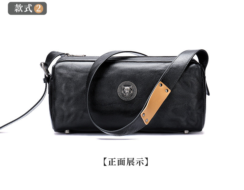 Men's Shoulder Bag Made of Genuine Cowskin Leather with Hand-held Crest High Quality Luxury Fashion Crossbody Bag for Men 