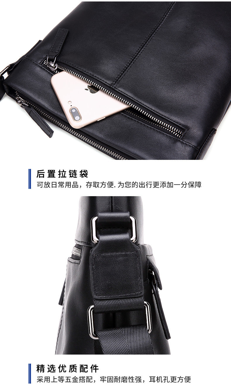 Men's Shoulder Bag Genuine Cow Leather Business Casual Korean Fashion Crossbody Bag for Men 