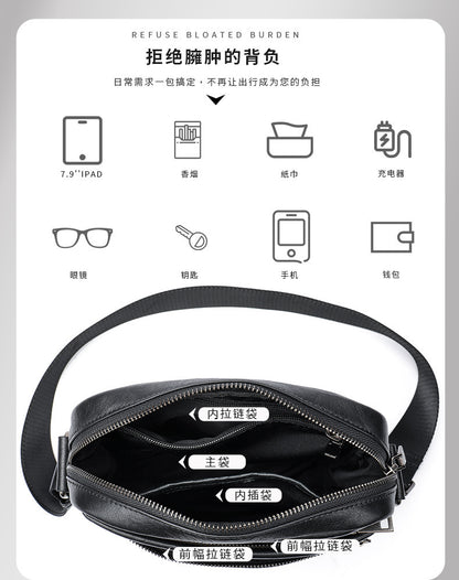 Men's shoulder bag, genuine cowhide leather, business commuting style, crossbody bag for men 