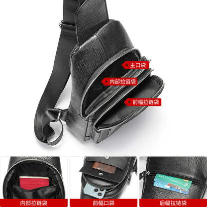 Men's Bust Bag Cowskin Genuine Leather Outer Multifunctional Fashion Casual Sports Men Bag 