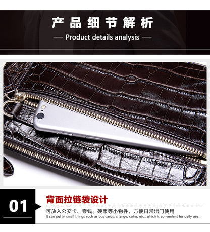 Men's Wallet Cow Leather Crocodile Crest Fashion Clutch Bag Smartphone Coin Card Holder Men's Wallet 