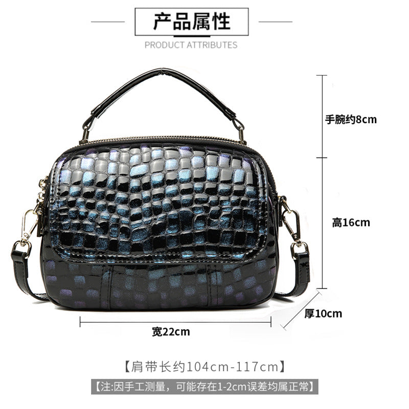 Women's handbag large capacity temperament ladies genuine leather crocodile pattern shoulder bag crossbody bag goes with anything