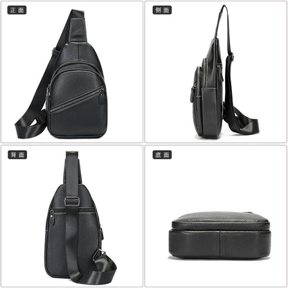 Men's Bust Bag Genuine Cowhide Leather Casual Fashion Men's Crossbody Bag Shoulder Bag 