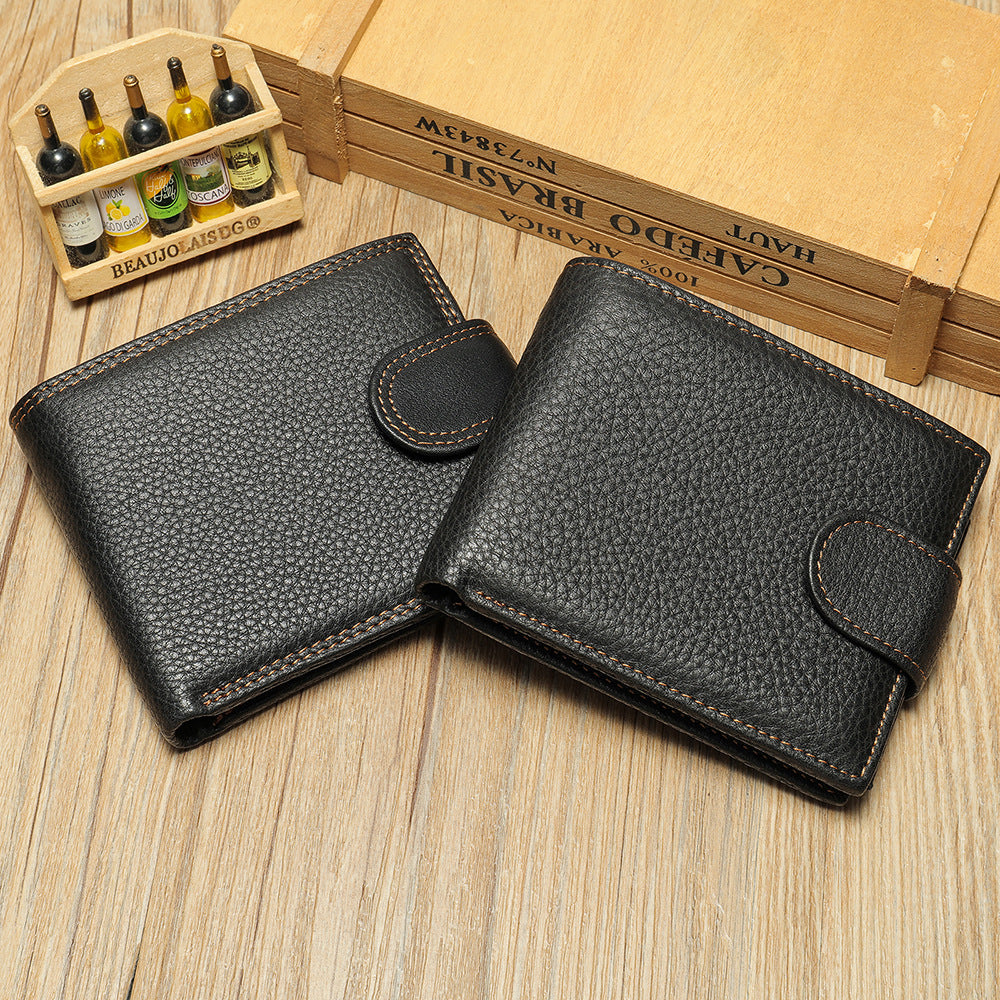 Men's short wallet made of genuine cowhide leather Casual men's wallet 