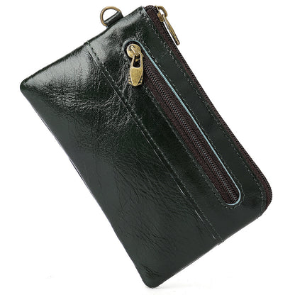 Men's Wallet Cow Leather Retro Casual Zipper Large Capacity Men's Wallet Coin Bag 