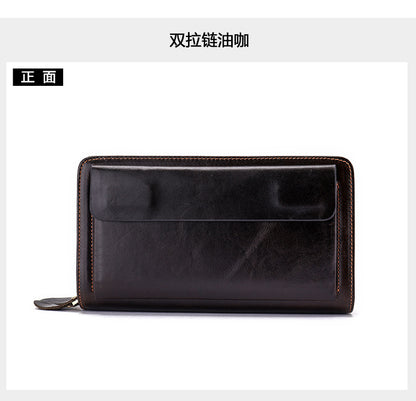 Men's Clutch Bag Genuine Cowhide Leather Wallet Card Holder Business Large Capacity Long Wallet Men's Handbag 