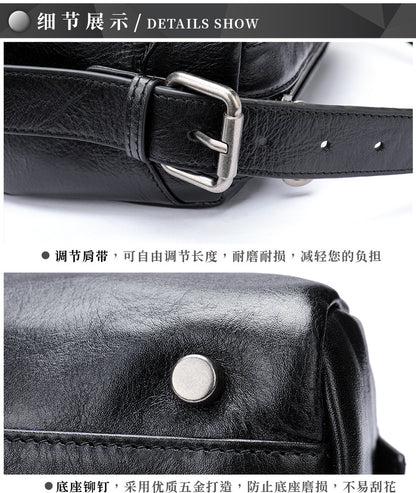 Men's Shoulder Bag Made of Genuine Cowskin Leather with Hand-held Crest High Quality Luxury Fashion Crossbody Bag for Men 