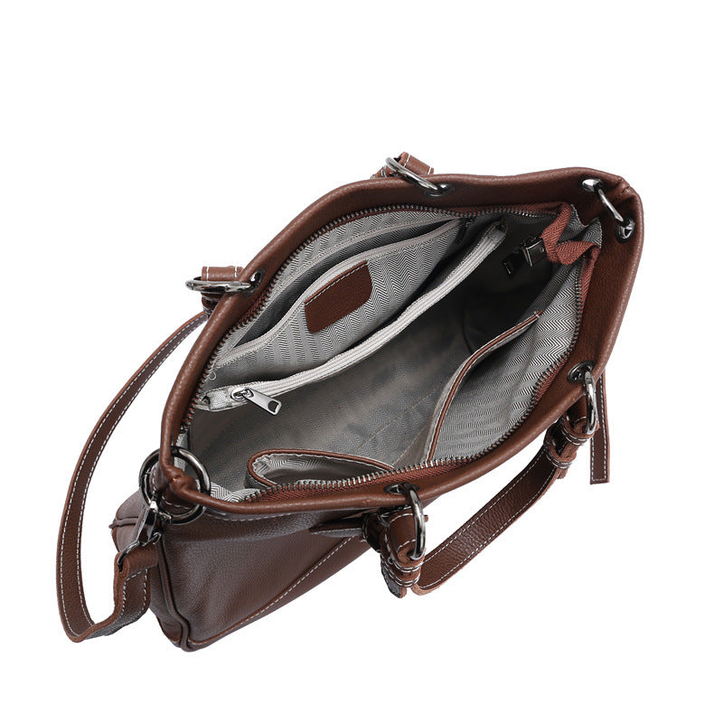 Genuine leather large capacity tote bag women commuting shoulder computer handbag crossbody bag leather tote bag