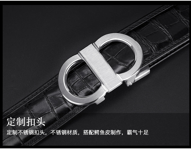 Siamese Crocodile Skin Genuine Leather Men's Belt Automatic Buckle Fashion Casual Business High Quality Men's Belt 