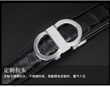 Siamese Crocodile Skin Genuine Leather Men's Belt Automatic Buckle Fashion Casual Business High Quality Men's Belt 