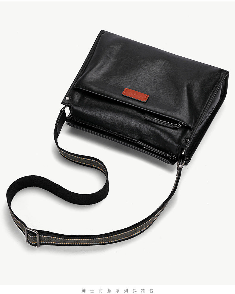 Men's Shoulder Bag Cowhide Genuine Leather Fashion Casual Commuting Crossbody Bag for Men 