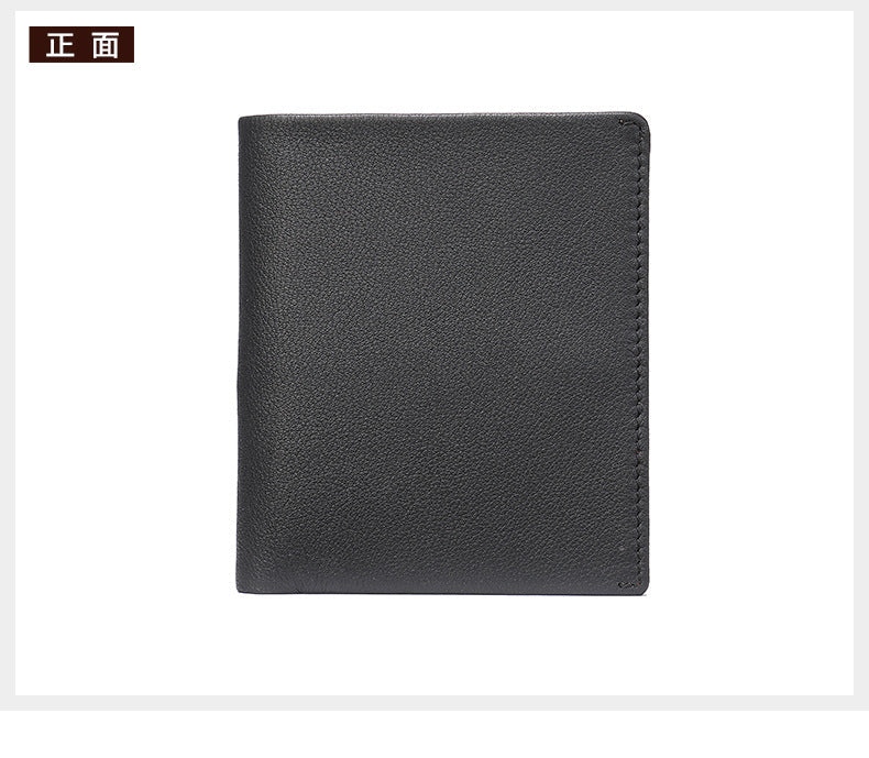 Men's short wallet genuine cowhide leather bi-fold retro card bag men's wallet 