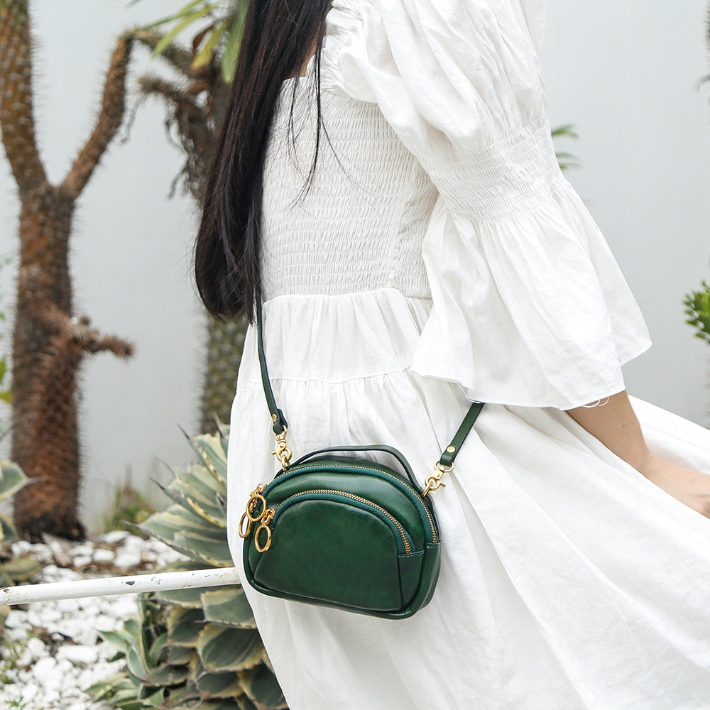 Genuine leather shoulder bag women pouch shoulder bag shoulder bag simple mobile bag goes with anything
