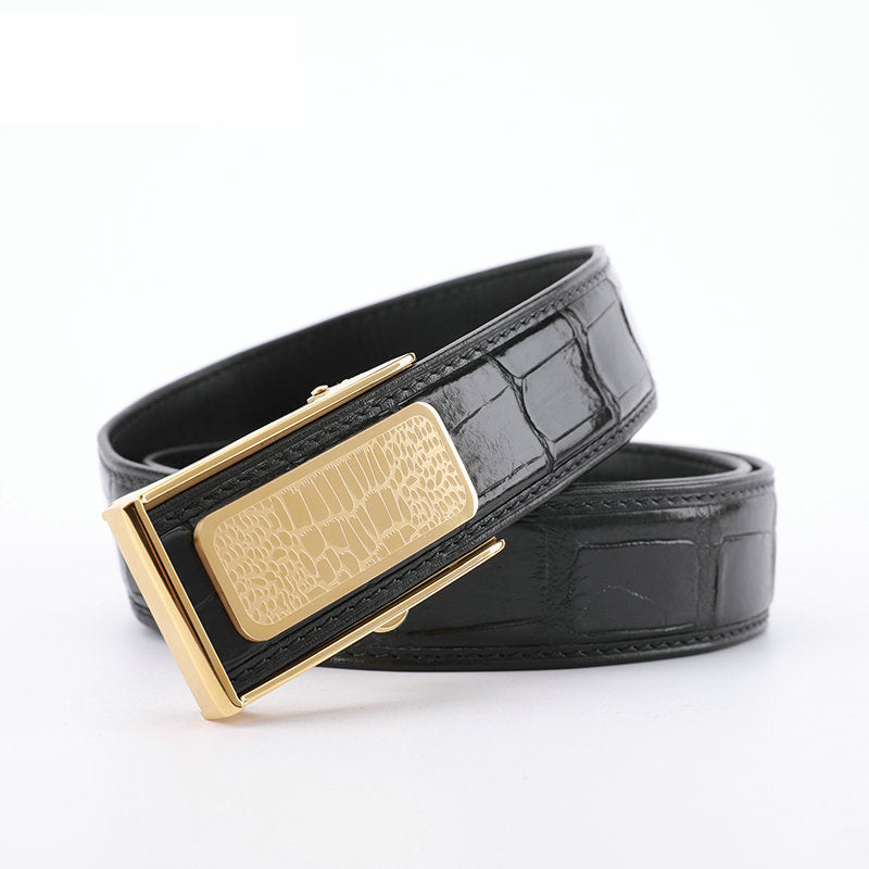 Siamese Crocodile Skin Men's Belt Automatic Buckle Business Casual Genuine Leather Belt 