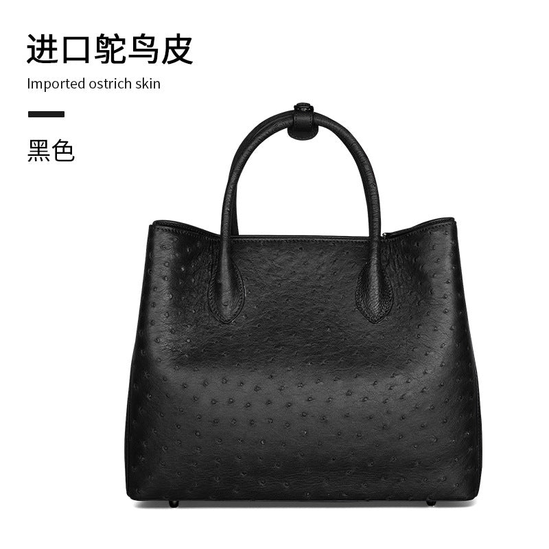 Ostrich leather women's bag genuine leather bag fashion trend large capacity leather tote bag