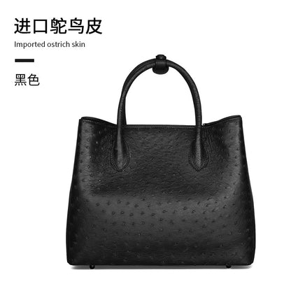 Ostrich leather women's bag genuine leather bag fashion trend large capacity leather tote bag