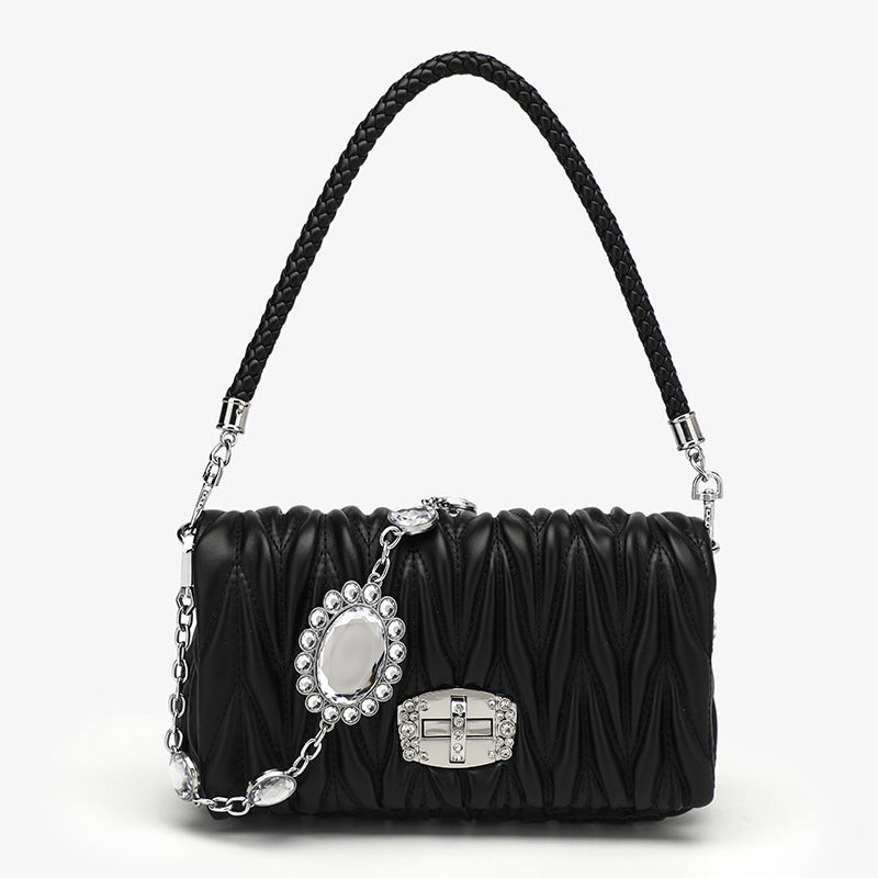 Women's Chain Pleated Bag Fashion Trend Crossbody Underarm Bag Simple