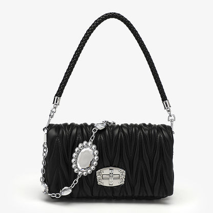 Women's Chain Pleated Bag Fashion Trend Crossbody Underarm Bag Simple